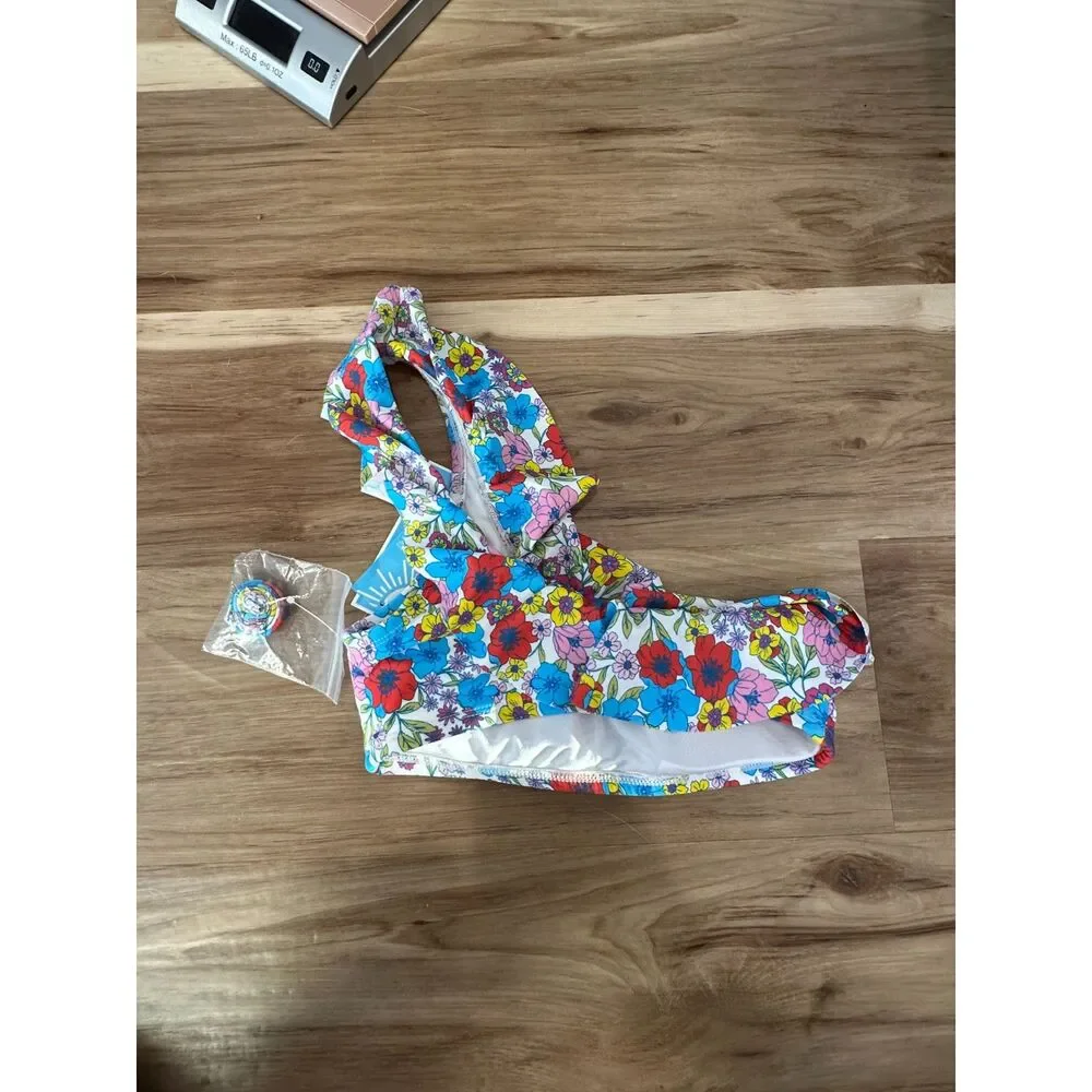 NWT Draper James Mod About You One Shoulder Flounce Ruffle Bikini Top Size XS